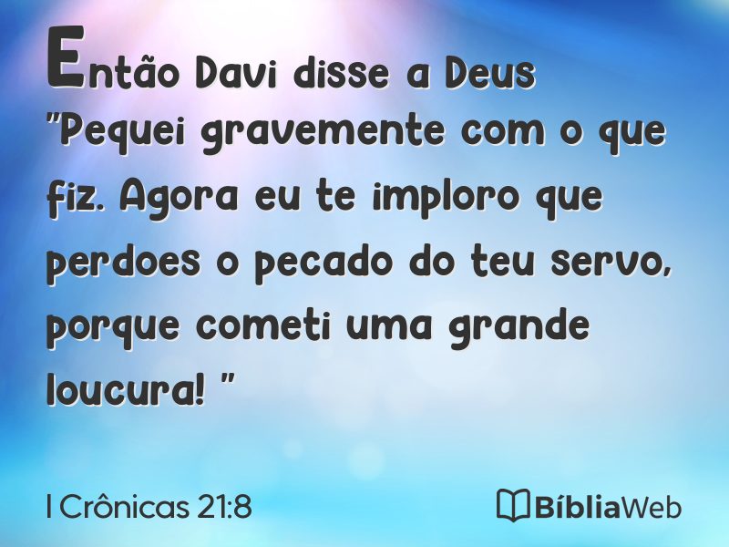 I Crônicas 21:8 em imagem para compartilhar