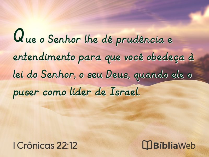 I Crônicas 22:12 em imagem para compartilhar