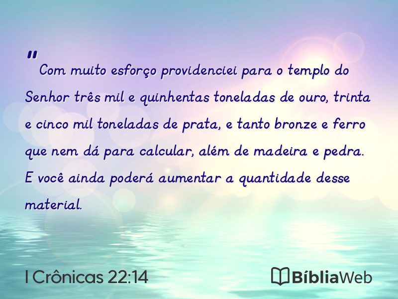 I Crônicas 22:14 em imagem para compartilhar