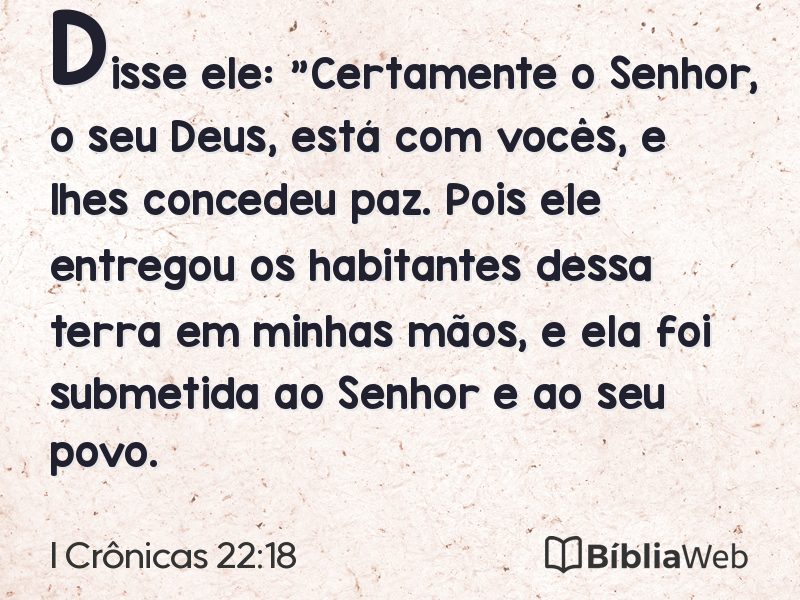 I Crônicas 22:18 em imagem para compartilhar
