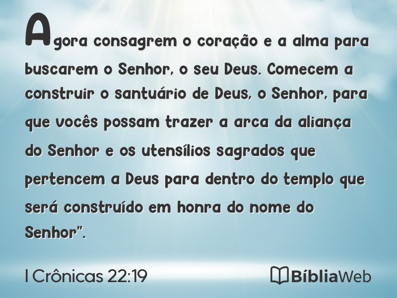 I Crônicas 22:19 em imagem para compartilhar