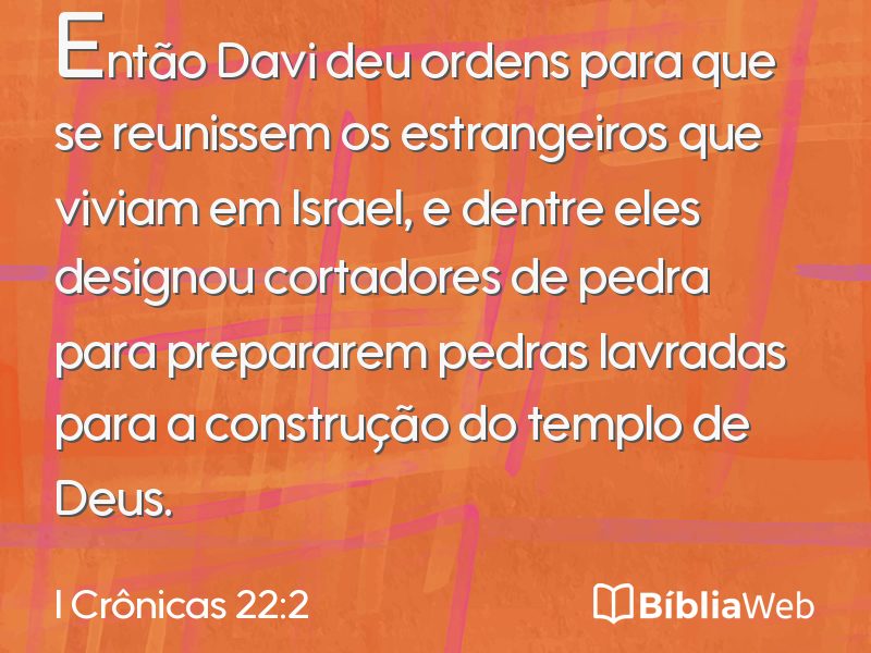 I Crônicas 22:2 em imagem para compartilhar