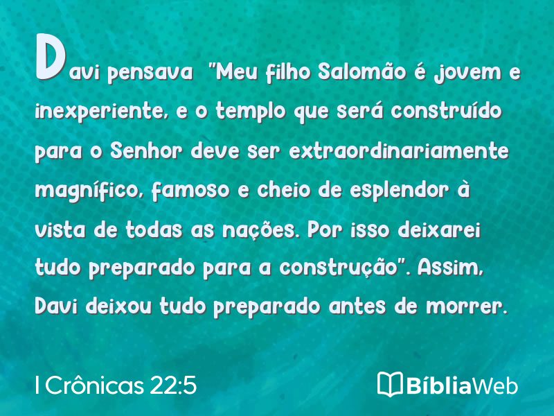 I Crônicas 22:5 em imagem para compartilhar