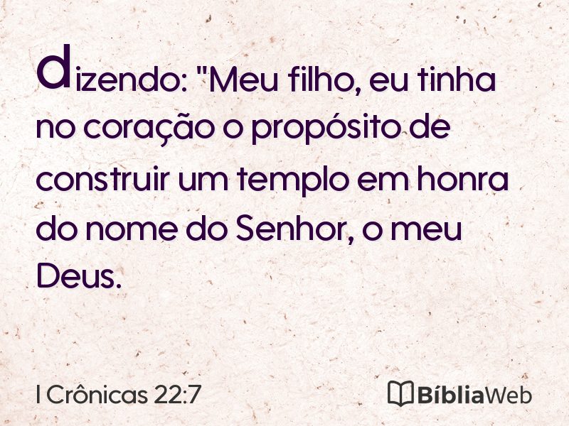 I Crônicas 22:7 em imagem para compartilhar