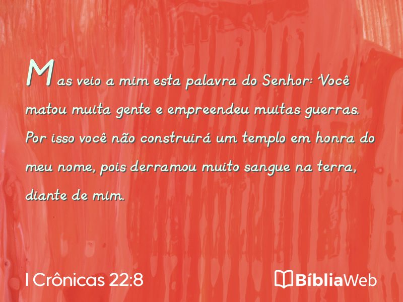 I Crônicas 22:8 em imagem para compartilhar