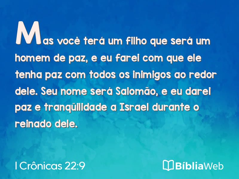 I Crônicas 22:9 em imagem para compartilhar