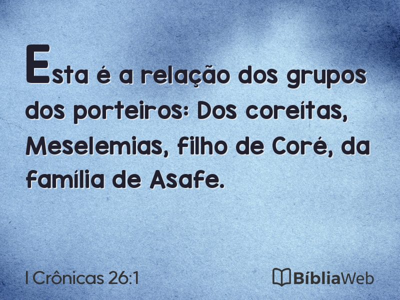 I Crônicas 26:1 em imagem para compartilhar