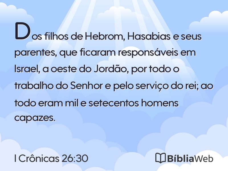I Crônicas 26:30 em imagem para compartilhar