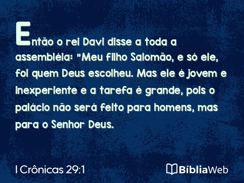 I Crônicas 29:1 em imagem para compartilhar