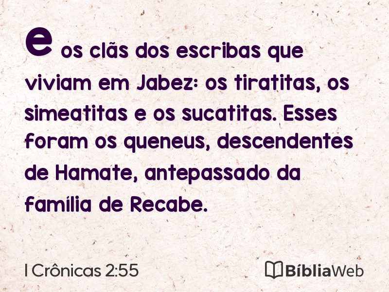 I Crônicas 2:55 em imagem para compartilhar