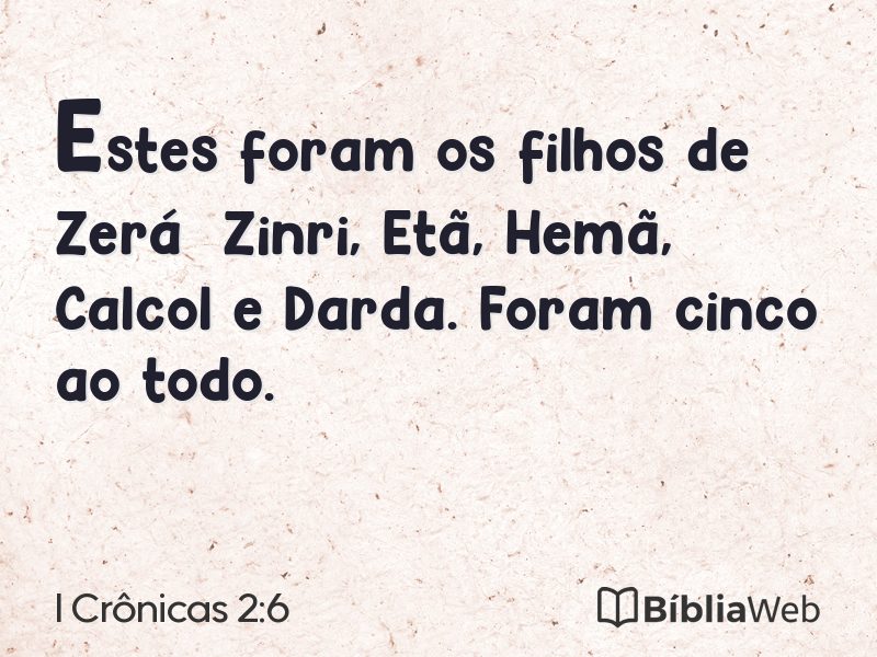 I Crônicas 2:6 em imagem para compartilhar