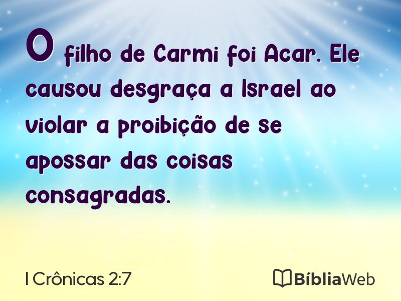 I Crônicas 2:7 em imagem para compartilhar