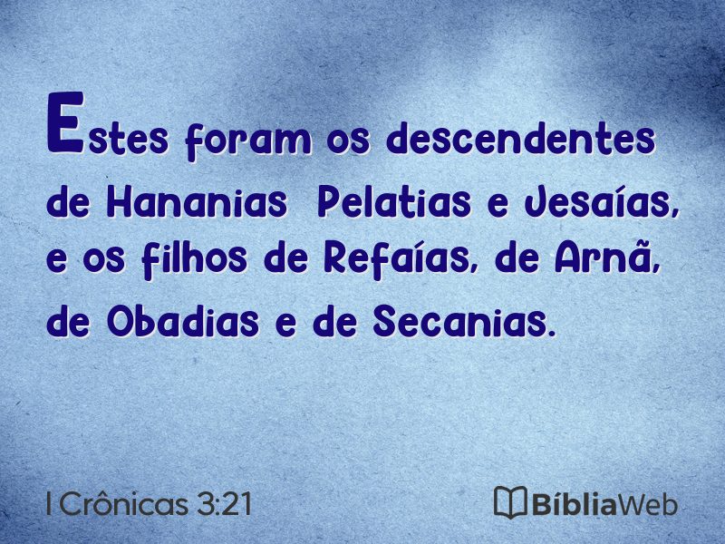 I Crônicas 3:21 em imagem para compartilhar