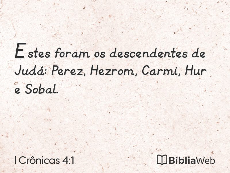 I Crônicas 4:1 em imagem para compartilhar