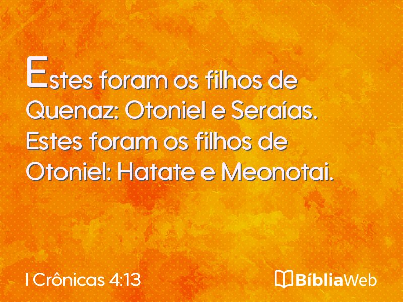 I Crônicas 4:13 em imagem para compartilhar