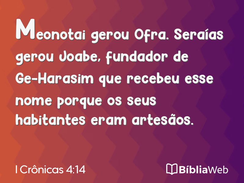 I Crônicas 4:14 em imagem para compartilhar