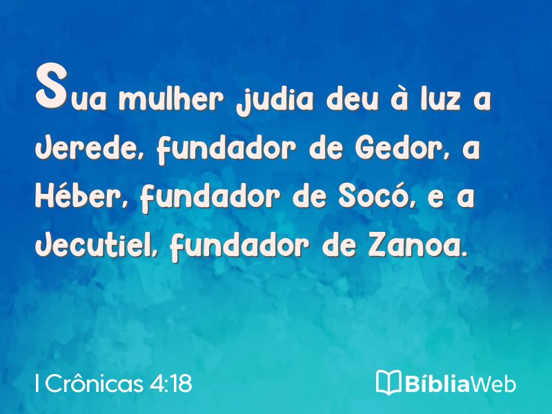 I Crônicas 4:18 em imagem para compartilhar