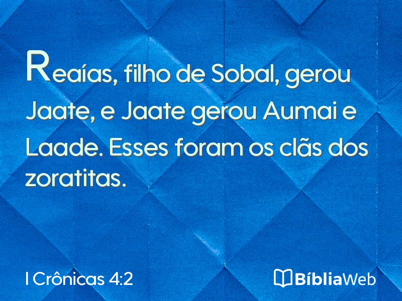 I Crônicas 4:2 em imagem para compartilhar