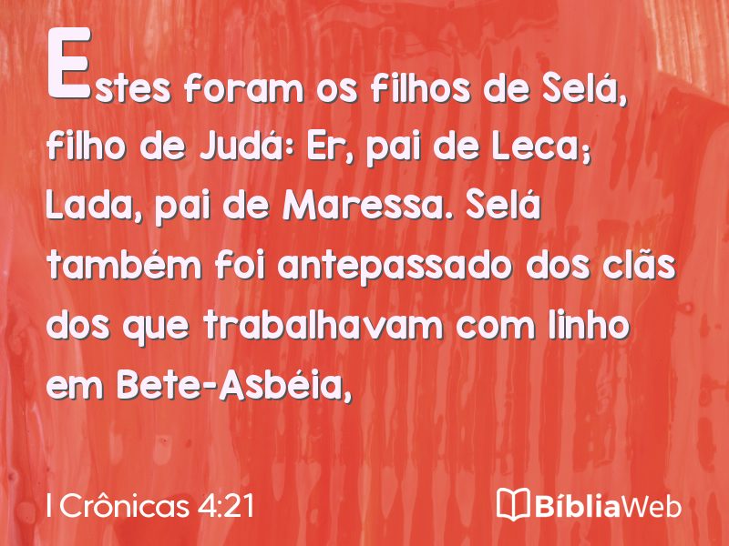 I Crônicas 4:21 em imagem para compartilhar