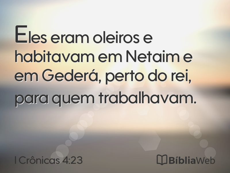 I Crônicas 4:23 em imagem para compartilhar
