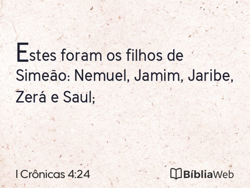 I Crônicas 4:24 em imagem para compartilhar