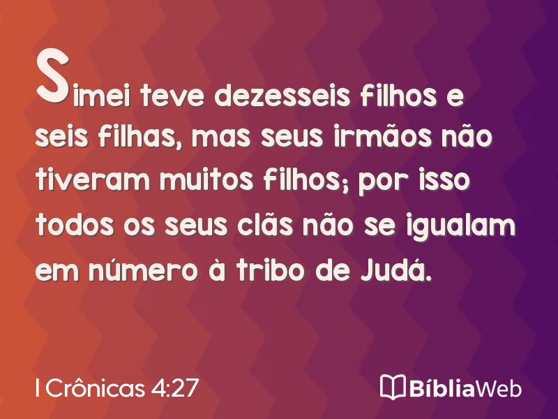 I Crônicas 4:27 em imagem para compartilhar