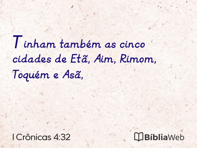 I Crônicas 4:32 em imagem para compartilhar