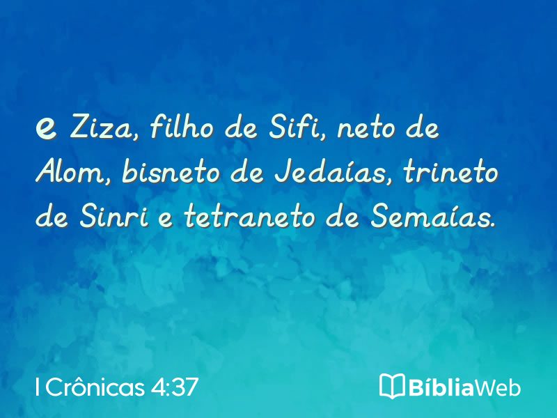 I Crônicas 4:37 em imagem para compartilhar