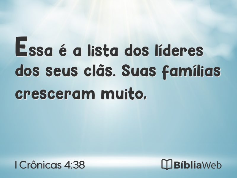 I Crônicas 4:38 em imagem para compartilhar