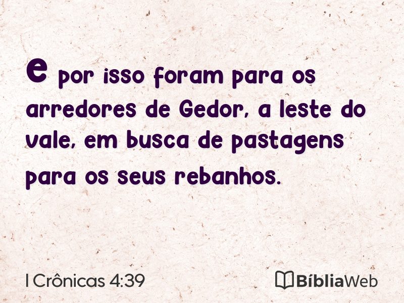 I Crônicas 4:39 em imagem para compartilhar