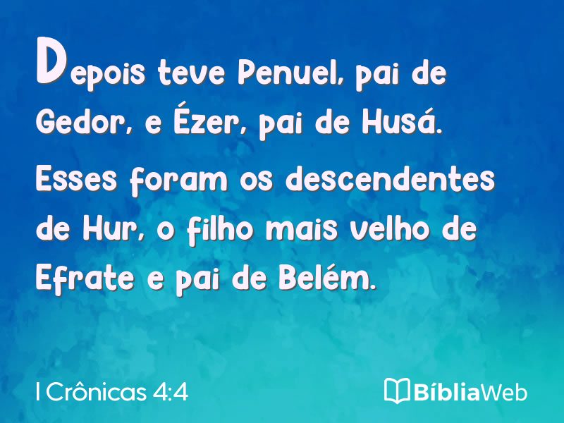 I Crônicas 4:4 em imagem para compartilhar