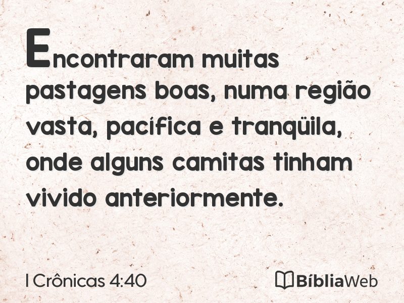 I Crônicas 4:40 em imagem para compartilhar