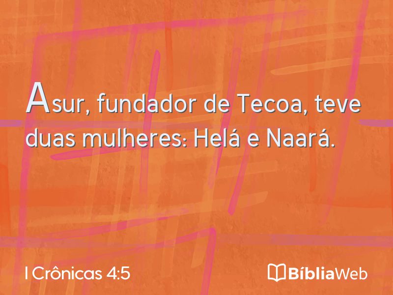 I Crônicas 4:5 em imagem para compartilhar