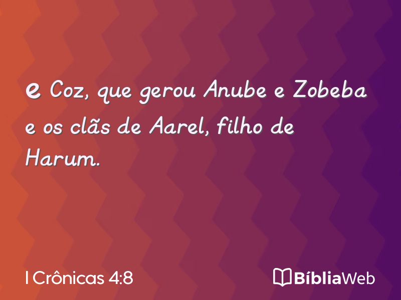 I Crônicas 4:8 em imagem para compartilhar
