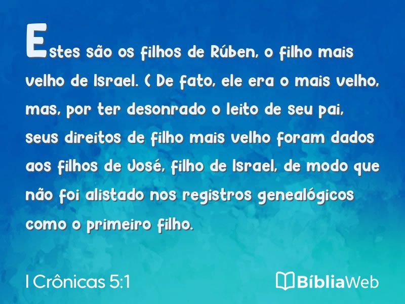 I Crônicas 5:1 em imagem para compartilhar