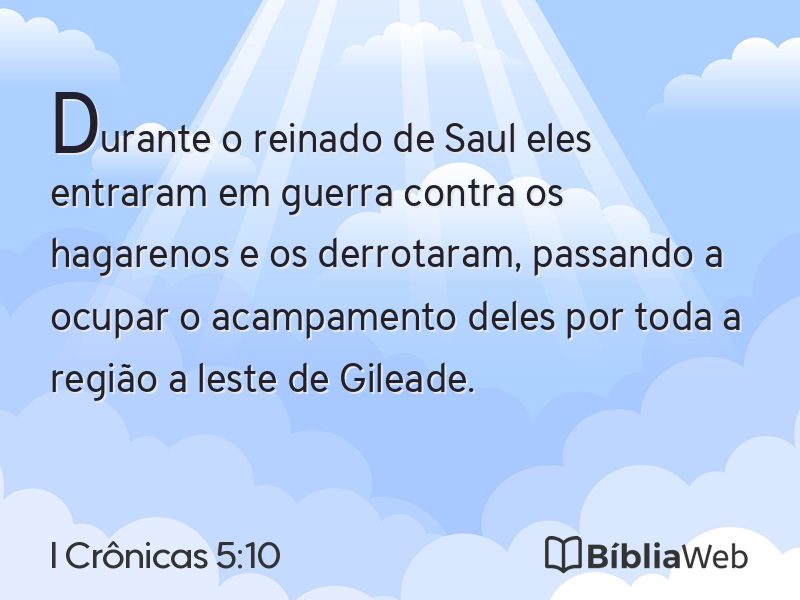 I Crônicas 5:10 em imagem para compartilhar