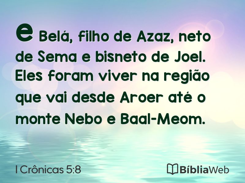 I Crônicas 5:8 em imagem para compartilhar