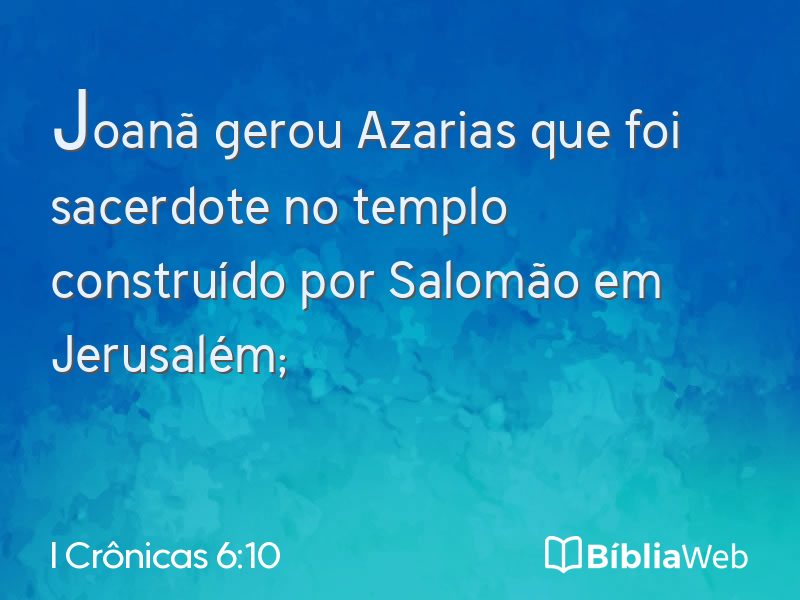 I Crônicas 6:10 em imagem para compartilhar