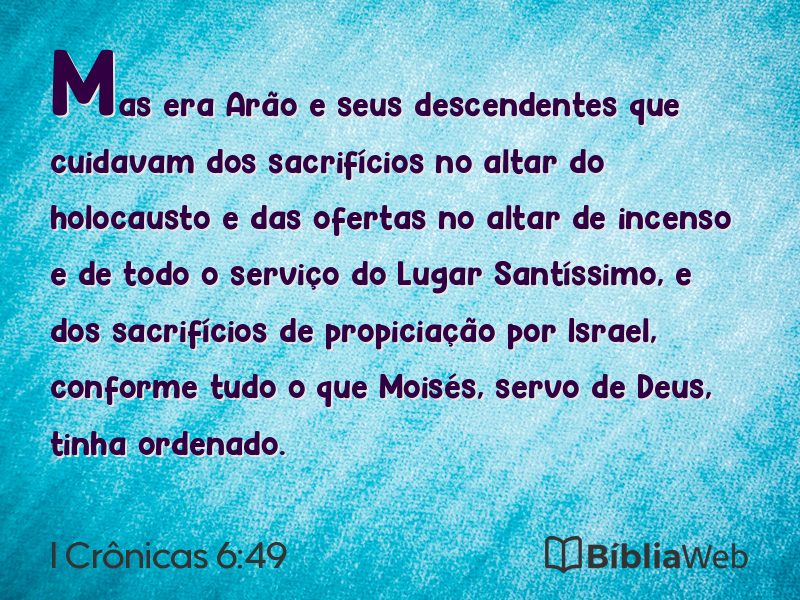 I Crônicas 6:49 em imagem para compartilhar