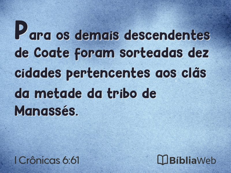 I Crônicas 6:61 em imagem para compartilhar