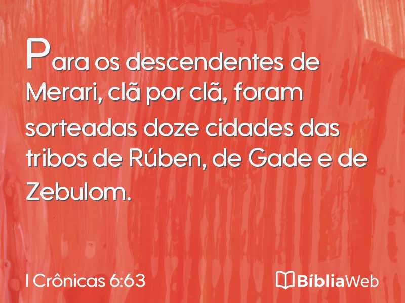 I Crônicas 6:63 em imagem para compartilhar