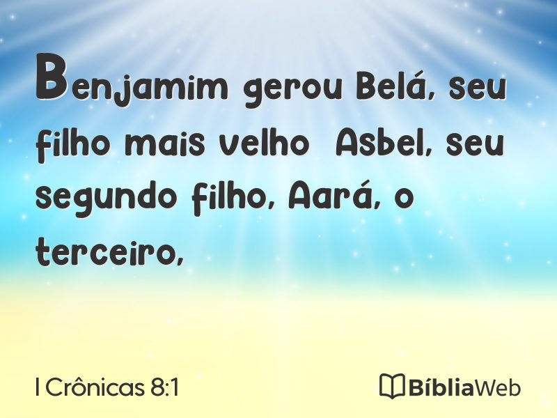 I Crônicas 8:1 em imagem para compartilhar