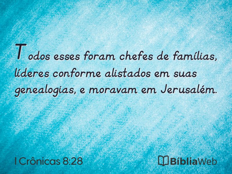 I Crônicas 8:28 em imagem para compartilhar