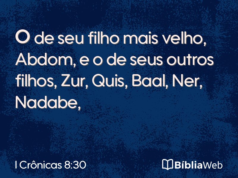 I Crônicas 8:30 em imagem para compartilhar