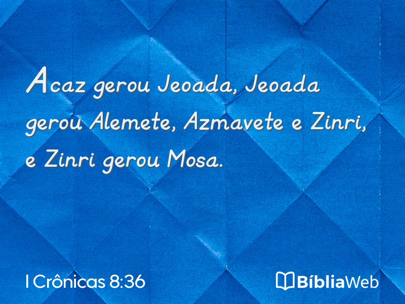I Crônicas 8:36 em imagem para compartilhar
