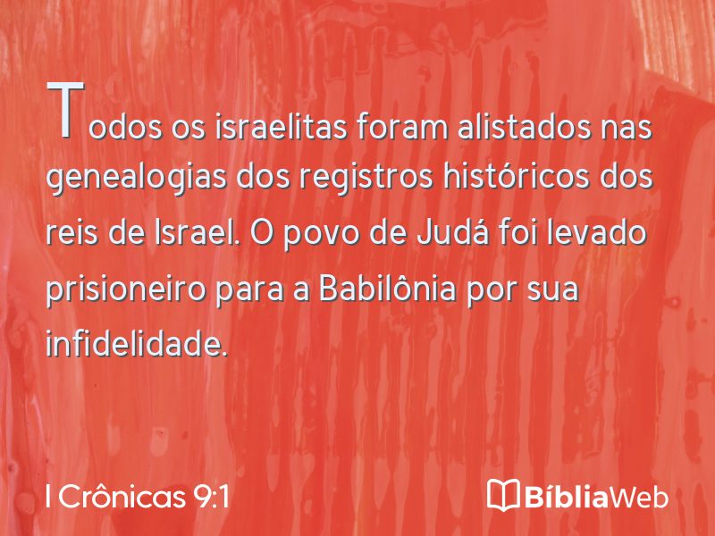 I Crônicas 9:1 em imagem para compartilhar