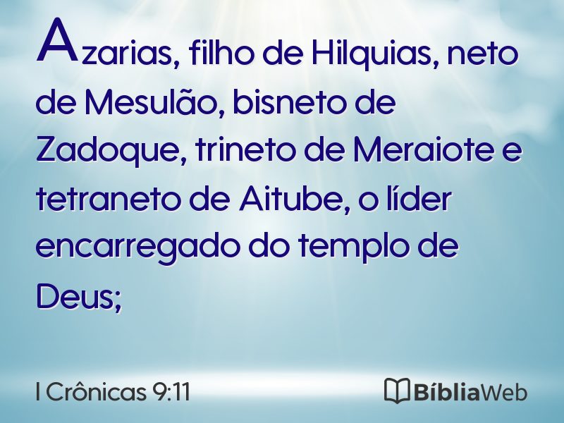 I Crônicas 9:11 em imagem para compartilhar