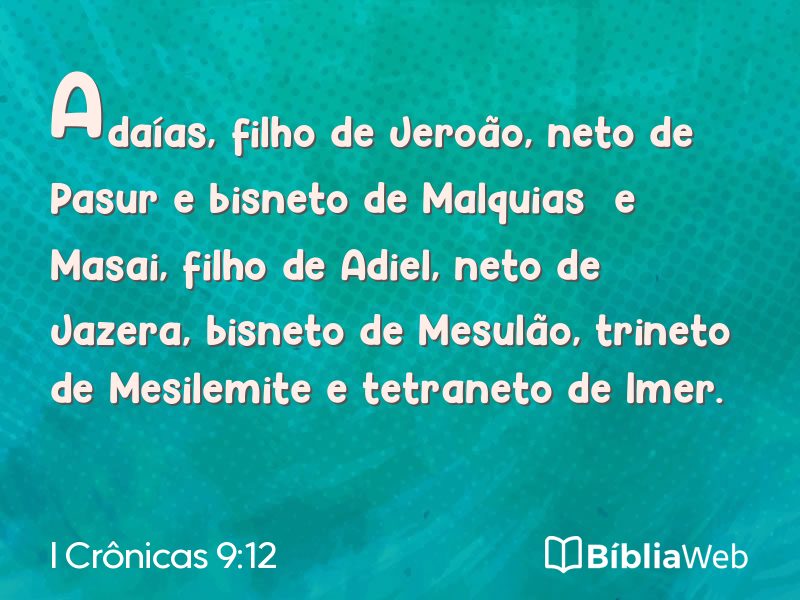 I Crônicas 9:12 em imagem para compartilhar