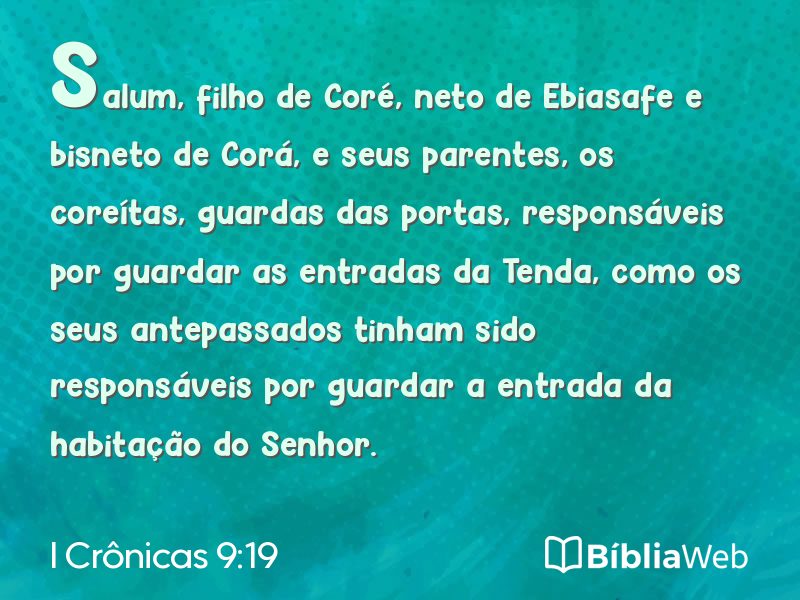 I Crônicas 9:19 em imagem para compartilhar