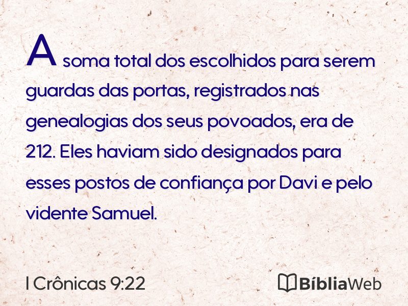 I Crônicas 9:22 em imagem para compartilhar